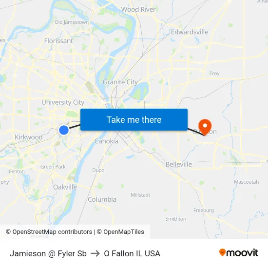 Jamieson @ Fyler Sb to O Fallon IL USA map