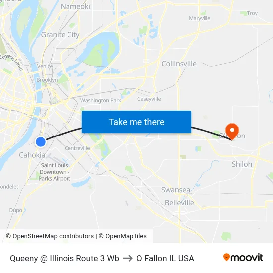 Queeny @ Illinois Route 3 Wb to O Fallon IL USA map