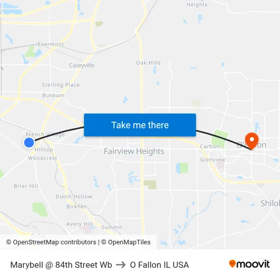 Marybell @ 84th Street Wb to O Fallon IL USA map