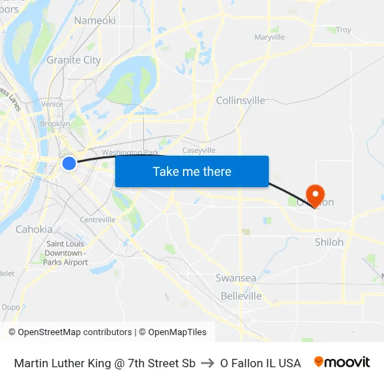 Martin Luther King @ 7th Street Sb to O Fallon IL USA map