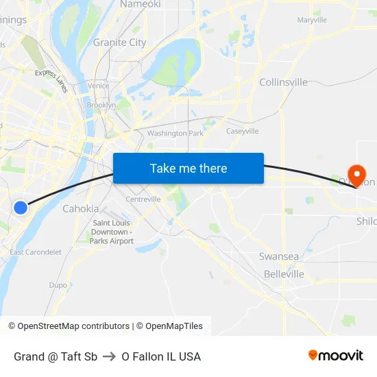 Grand @ Taft Sb to O Fallon IL USA map