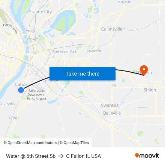 Water @ 6th Street Sb to O Fallon IL USA map