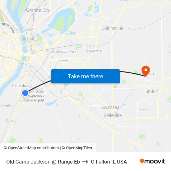 Old Camp Jackson @ Range Eb to O Fallon IL USA map