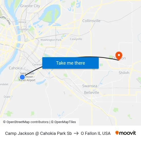 Camp Jackson @ Cahokia Park Sb to O Fallon IL USA map
