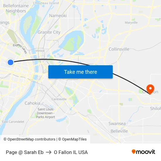 Page @ Sarah Eb to O Fallon IL USA map