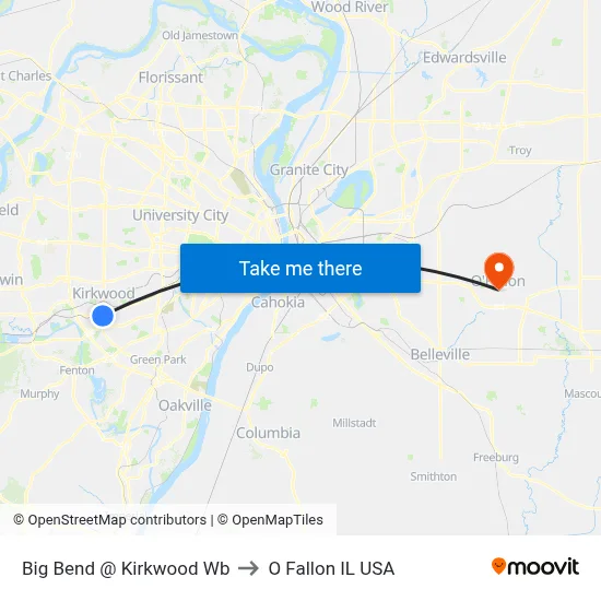 Big Bend @ Kirkwood Wb to O Fallon IL USA map