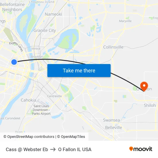 Cass @ Webster Eb to O Fallon IL USA map