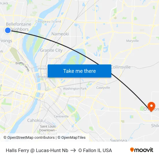 Halls Ferry @ Lucas-Hunt Nb to O Fallon IL USA map