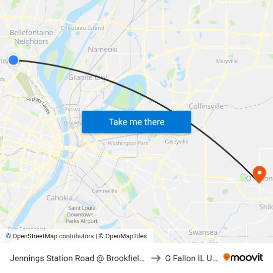Jennings Station Road @ Brookfield Sb to O Fallon IL USA map