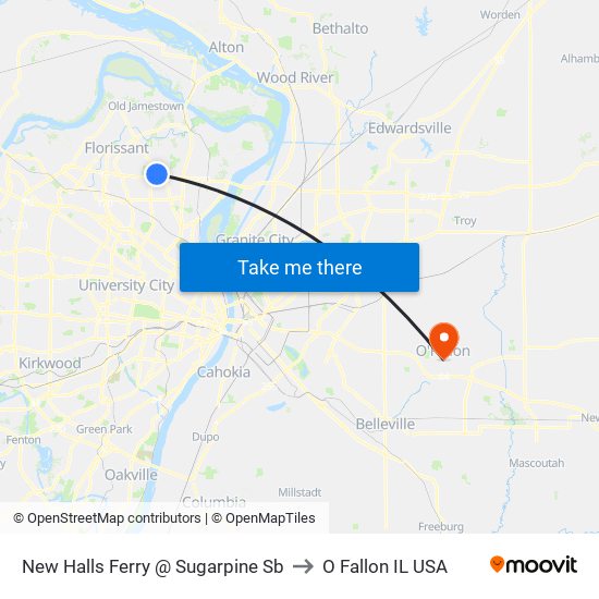 New Halls Ferry @ Sugarpine Sb to O Fallon IL USA map