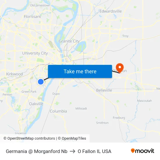Germania @ Morganford Nb to O Fallon IL USA map
