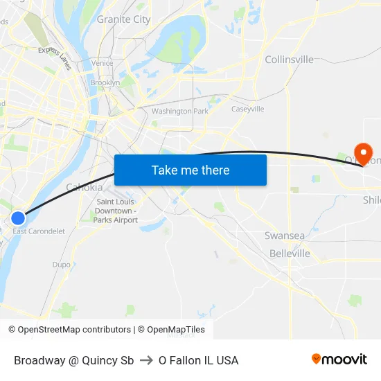 Broadway @ Quincy Sb to O Fallon IL USA map
