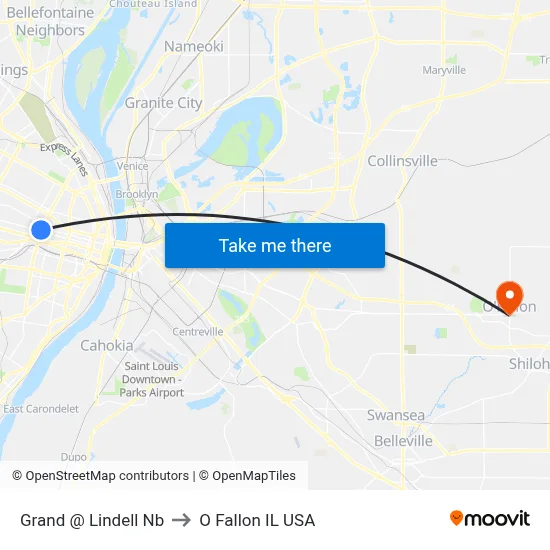 Grand @ Lindell Nb to O Fallon IL USA map