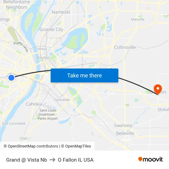 Grand @ Vista Nb to O Fallon IL USA map