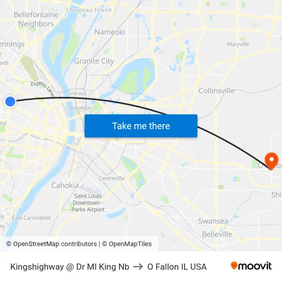 Kingshighway @ Dr Ml King Nb to O Fallon IL USA map