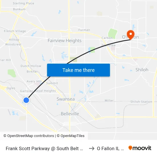 Frank Scott Parkway @ South Belt West Sb to O Fallon IL USA map