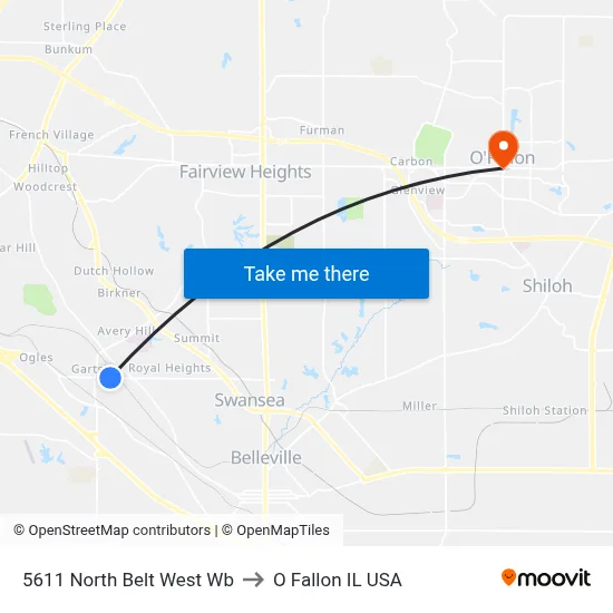 5611 North Belt West Wb to O Fallon IL USA map