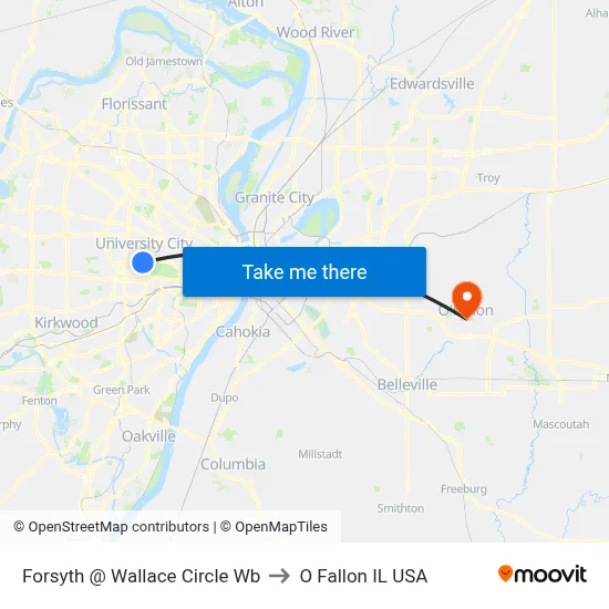 Forsyth @ Wallace Circle Wb to O Fallon IL USA map