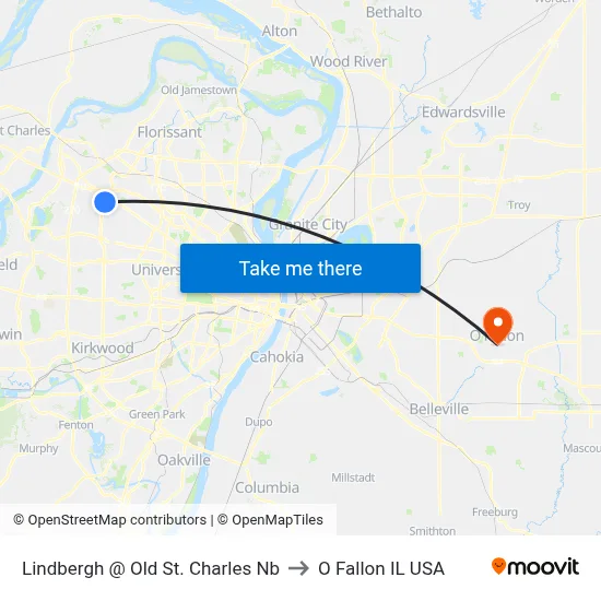 Lindbergh @ Old St. Charles Nb to O Fallon IL USA map
