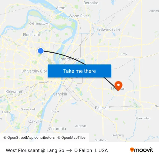 West Florissant @ Lang Sb to O Fallon IL USA map