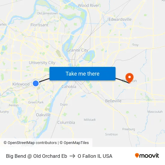 Big Bend @ Old Orchard Eb to O Fallon IL USA map