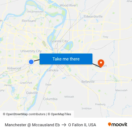 Manchester @ Mccausland Eb to O Fallon IL USA map