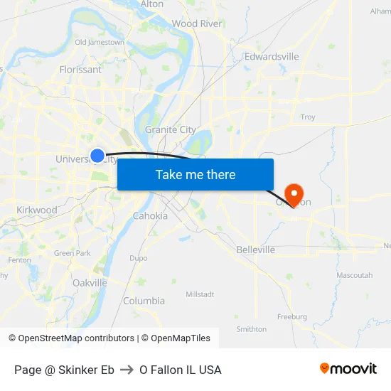 Page @ Skinker Eb to O Fallon IL USA map