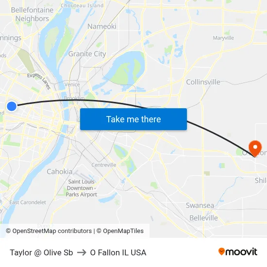 Taylor @ Olive Sb to O Fallon IL USA map