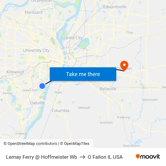 Lemay Ferry @ Hoffmeister Wb to O Fallon IL USA map