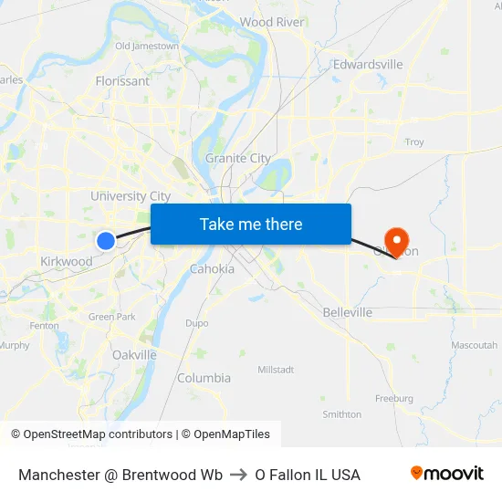 Manchester @ Brentwood Wb to O Fallon IL USA map