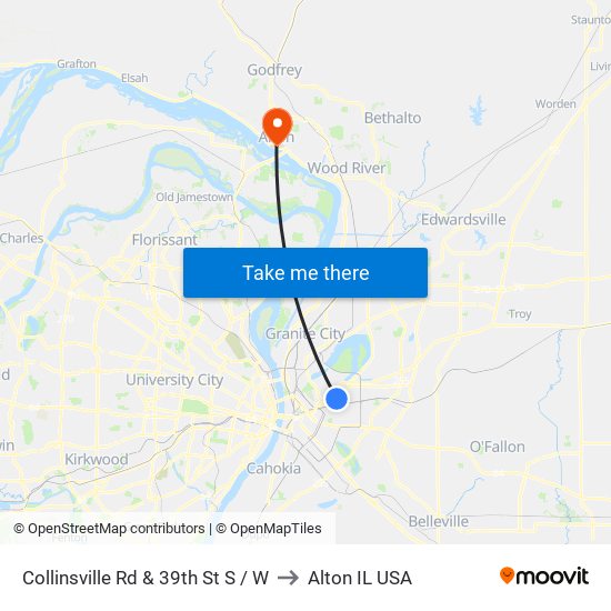 Collinsville Rd & 39th St S / W to Alton IL USA map