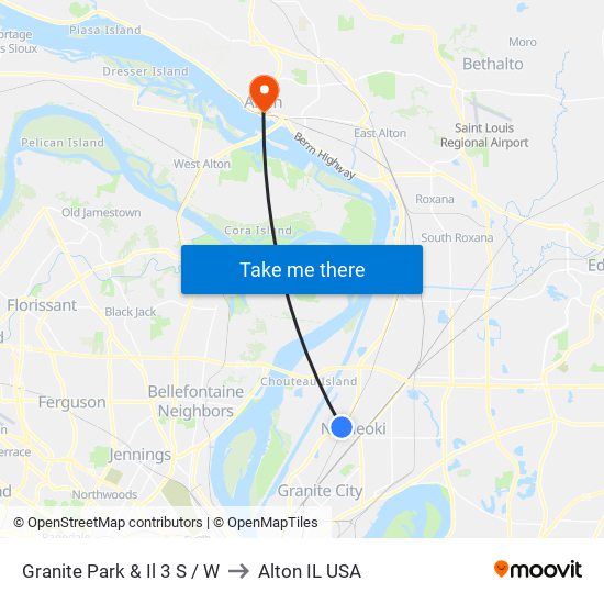 Granite Park & Il 3 S / W to Alton IL USA map