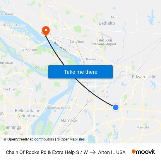 Chain Of Rocks Rd & Extra Help S / W to Alton IL USA map