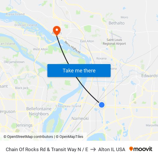 Chain Of Rocks Rd & Transit Way N / E to Alton IL USA map