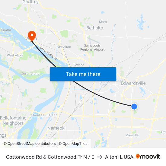 Cottonwood Rd & Cottonwood Tr N / E to Alton IL USA map