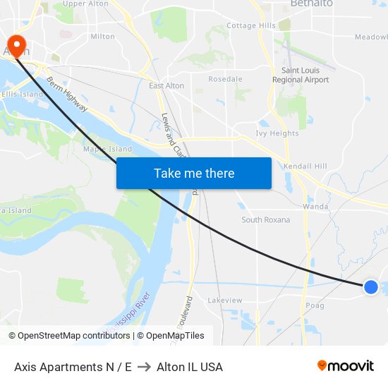 Axis Apartments N / E to Alton IL USA map