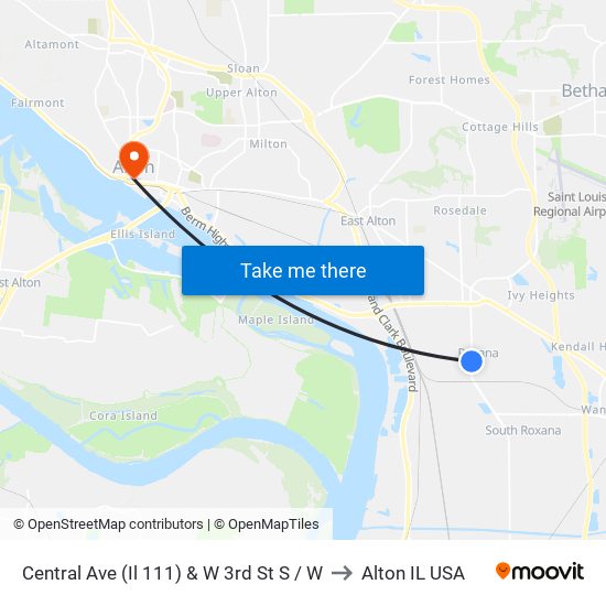 Central Ave (Il 111) & W 3rd St S / W to Alton IL USA map