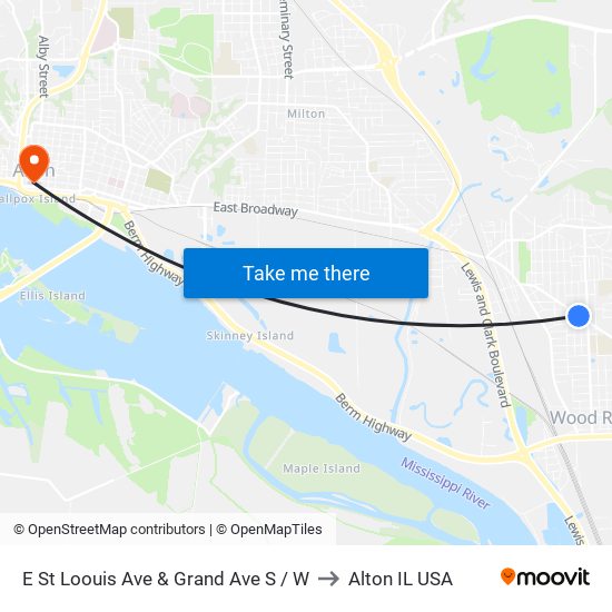 E St Loouis Ave & Grand Ave S / W to Alton IL USA map