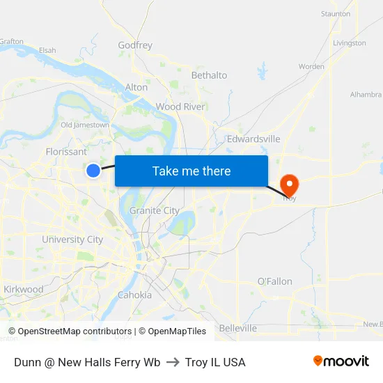 Dunn @ New Halls Ferry Wb to Troy IL USA map