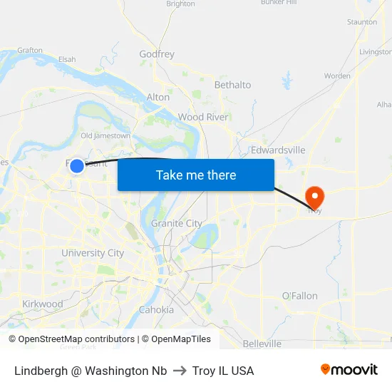 Lindbergh @ Washington Nb to Troy IL USA map