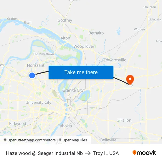 Hazelwood @ Seeger Industrial Nb to Troy IL USA map
