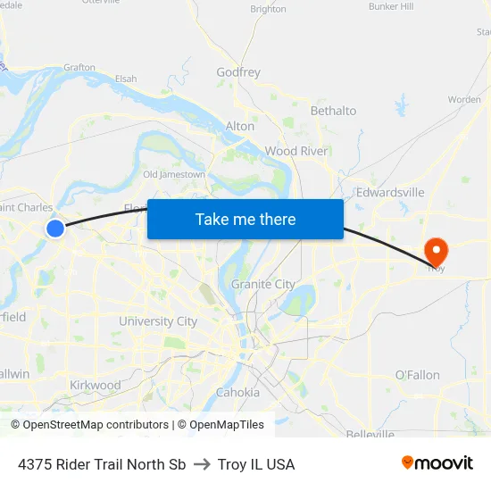 4375 Rider Trail North Sb to Troy IL USA map