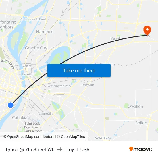 Lynch @ 7th Street Wb to Troy IL USA map