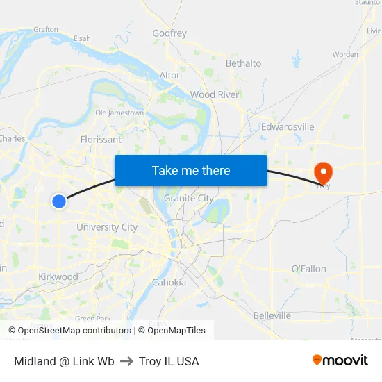 Midland @ Link Wb to Troy IL USA map