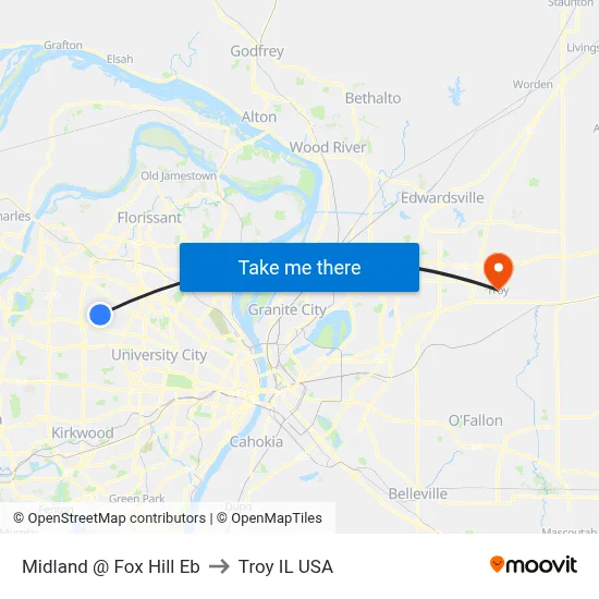 Midland @ Fox Hill Eb to Troy IL USA map