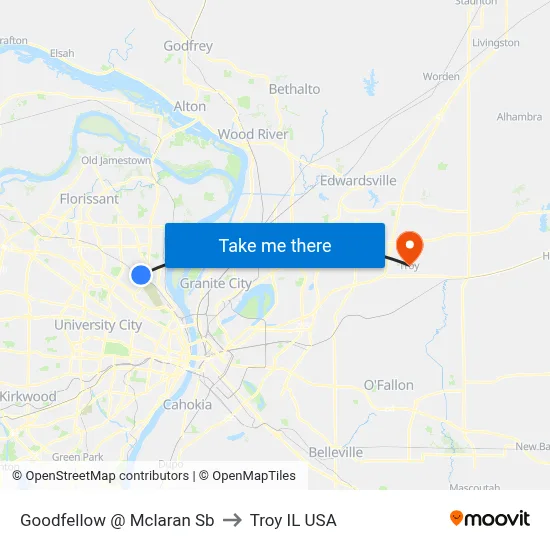 Goodfellow @ Mclaran Sb to Troy IL USA map