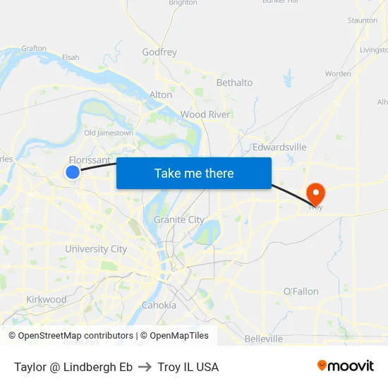 Taylor @ Lindbergh Eb to Troy IL USA map