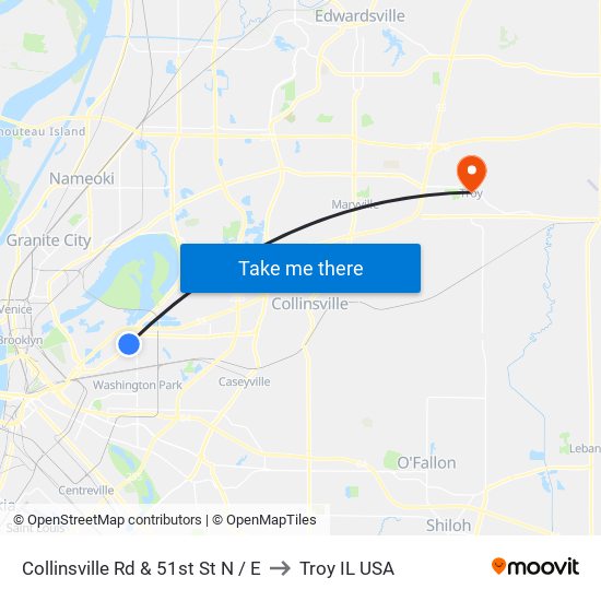 Collinsville Rd & 51st St N / E to Troy IL USA map