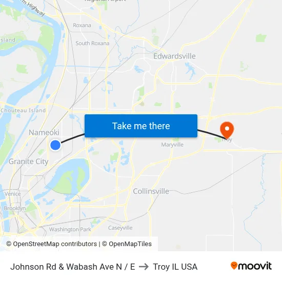 Johnson Rd & Wabash Ave N / E to Troy IL USA map