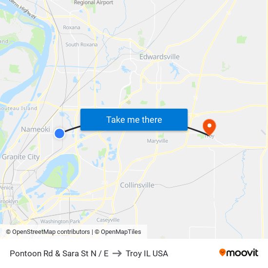 Pontoon Rd & Sara St N / E to Troy IL USA map